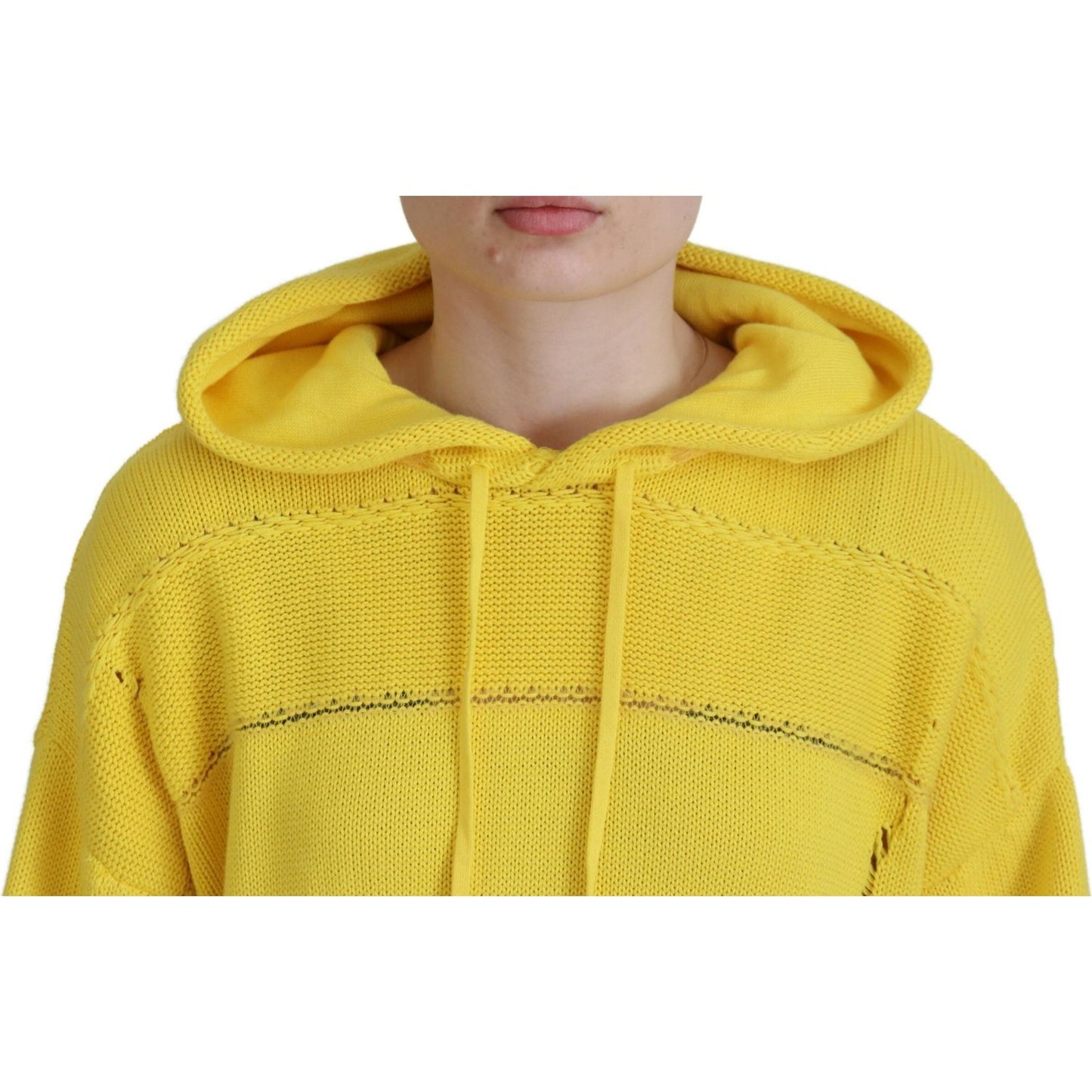 Dsquared² Yellow Cotton Knitted Hooded Pullover Sweater Dsquared²