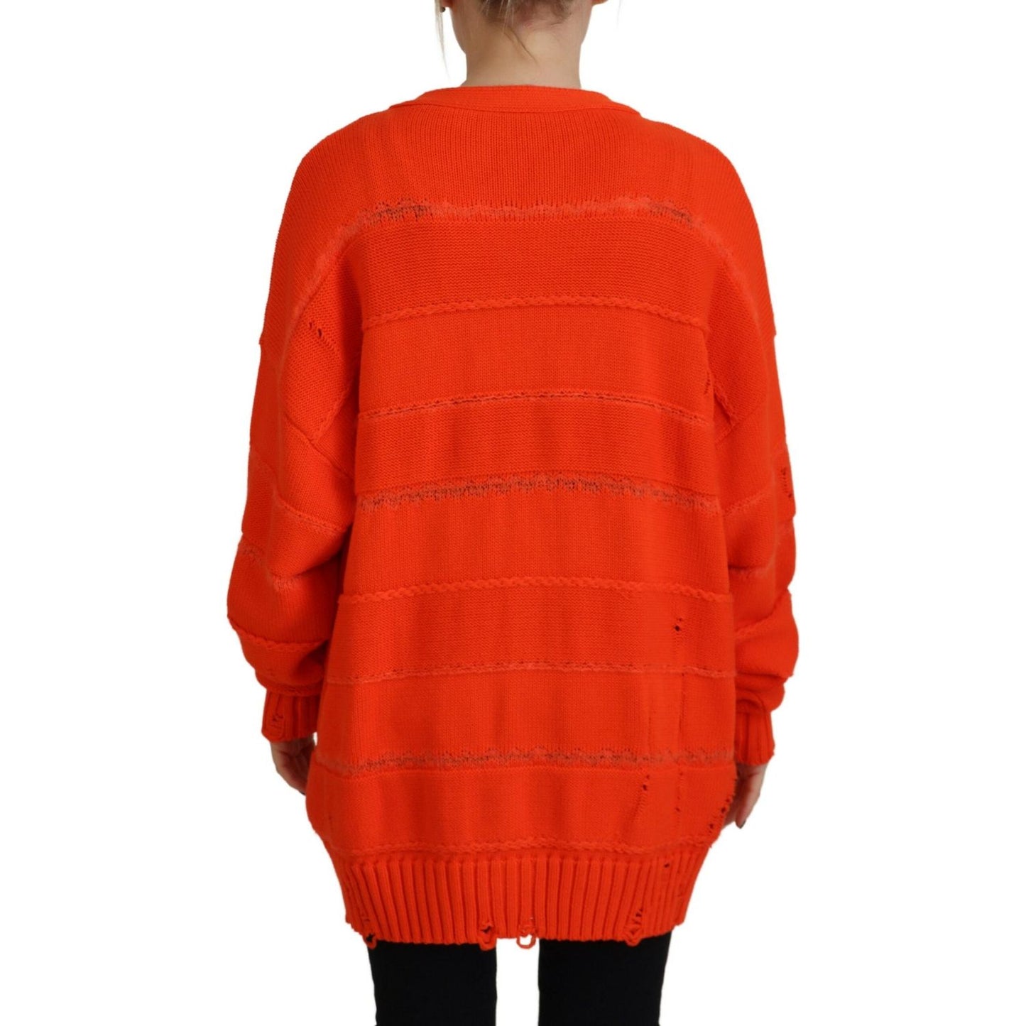 Dsquared² Orange Cotton Knitted Buttoned Cardigan Sweater Dsquared²