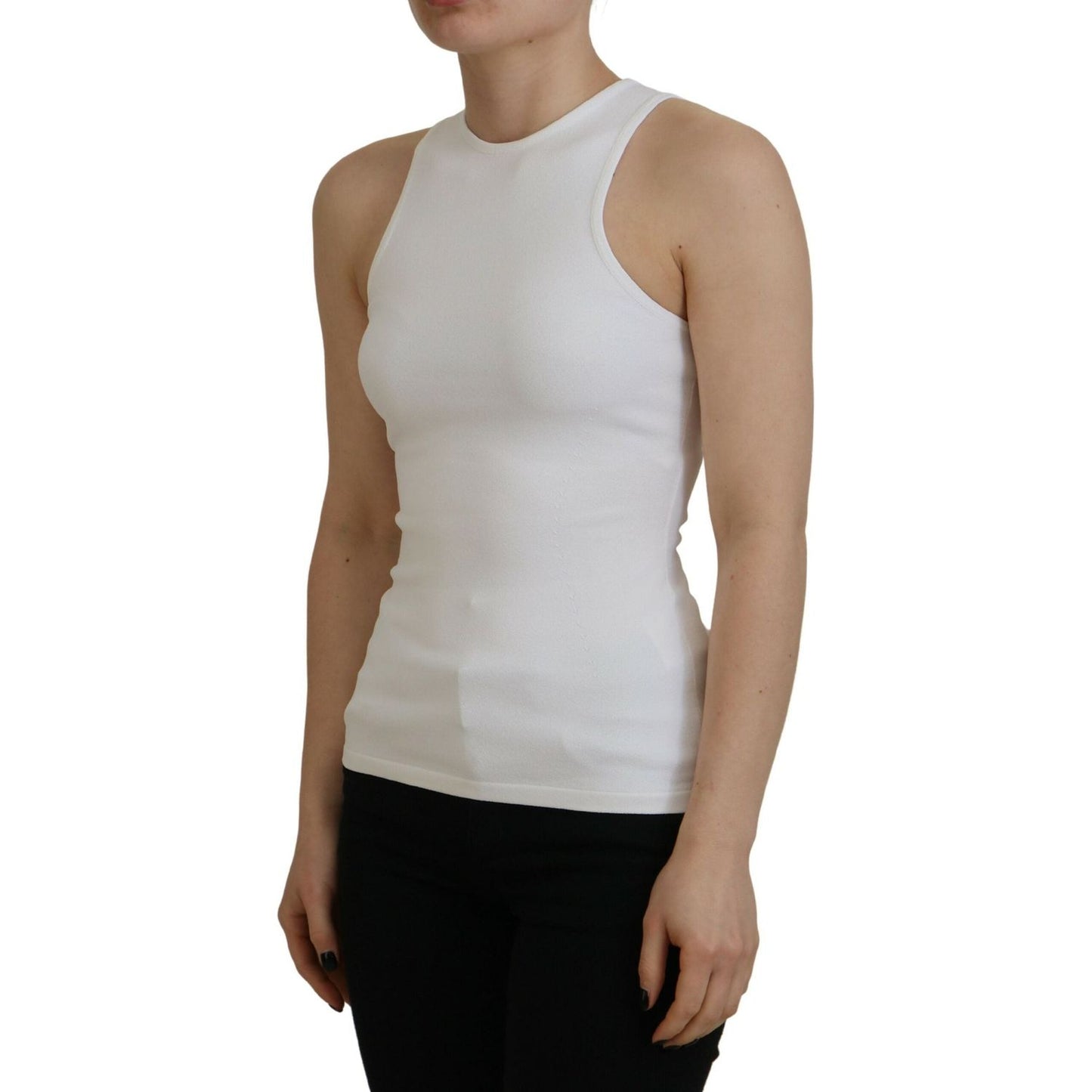 Dsquared² White Viscose Sleeveless Round Neck Tank T-shirt Dsquared²