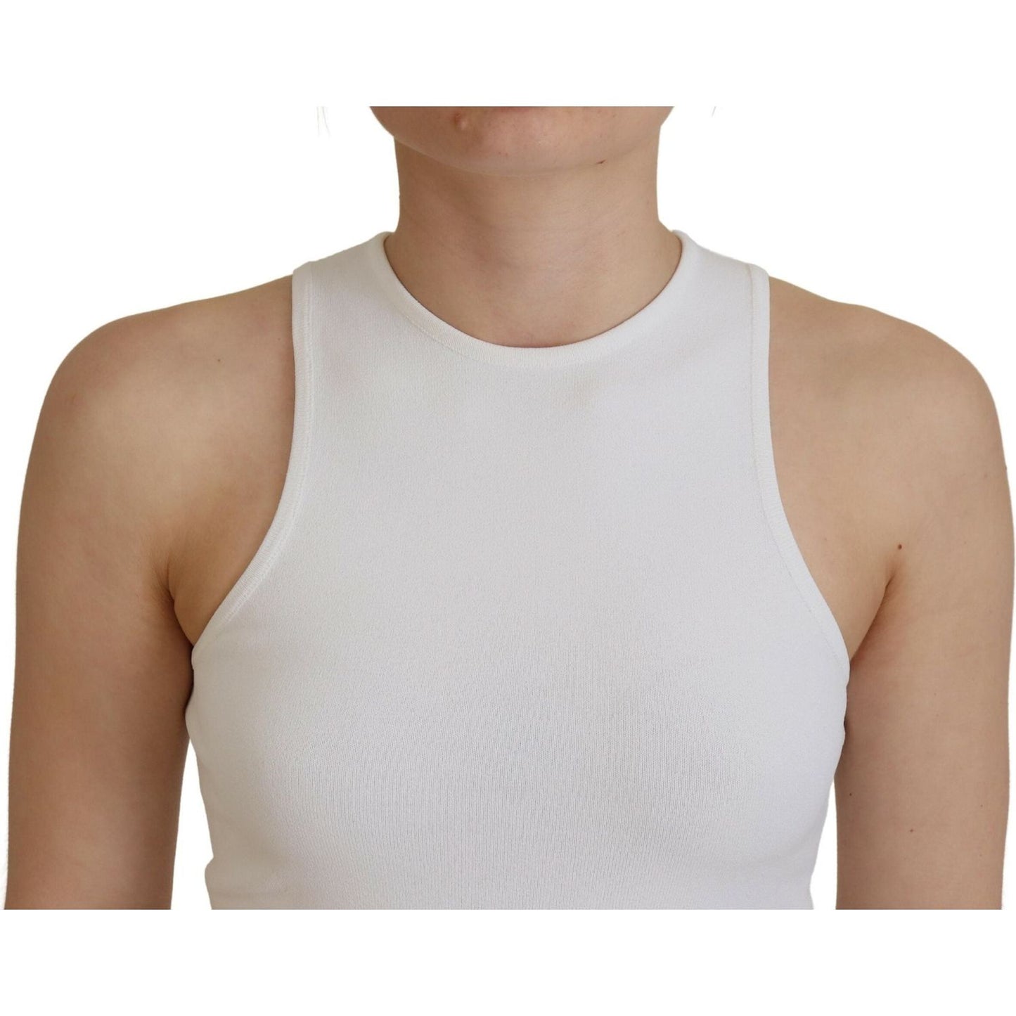 Dsquared² White Viscose Sleeveless Round Neck Tank T-shirt Dsquared²