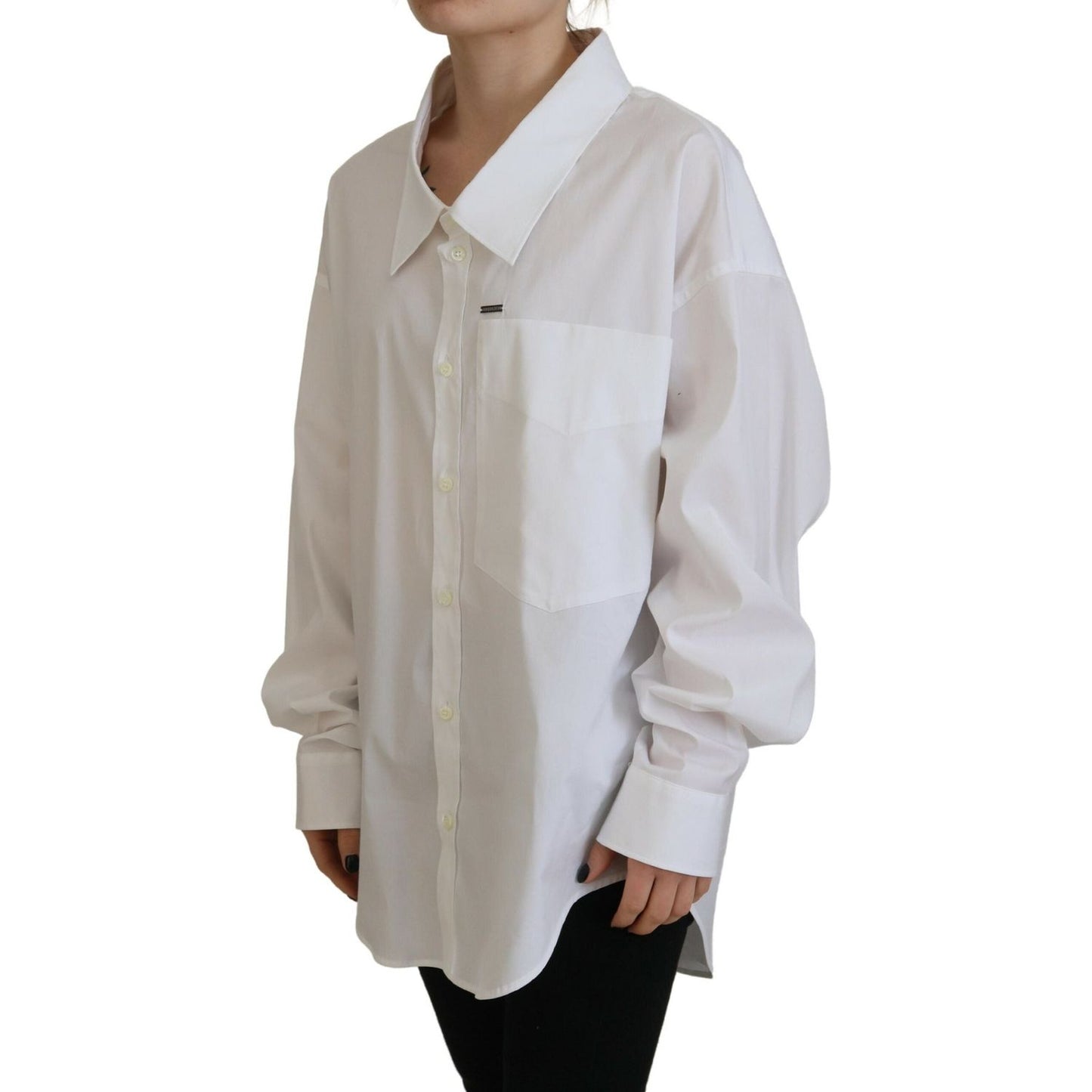 Dsquared² White Cotton Button Down Collared Dress Shirt Top Dsquared²