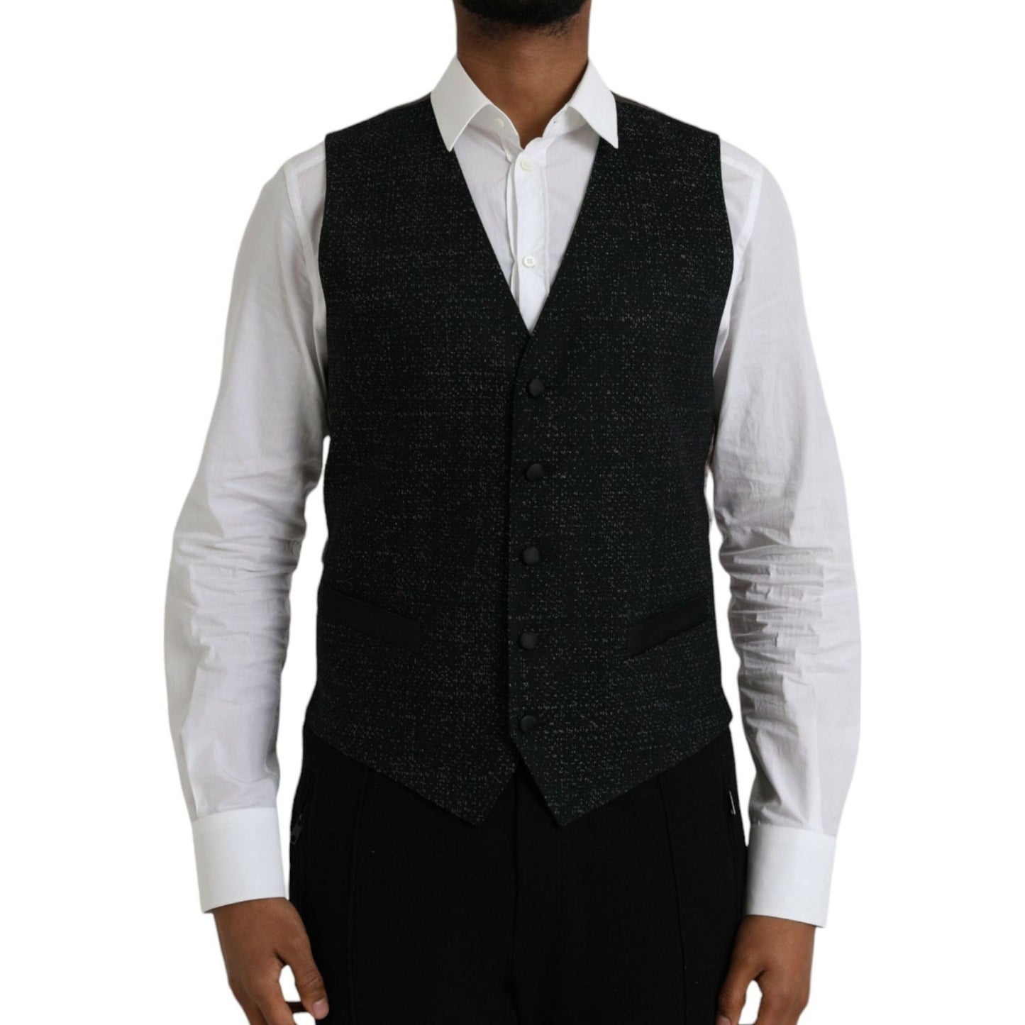 Dolce & Gabbana Black Brown Silk Waistcoat Dress Formal Vest Dolce & Gabbana