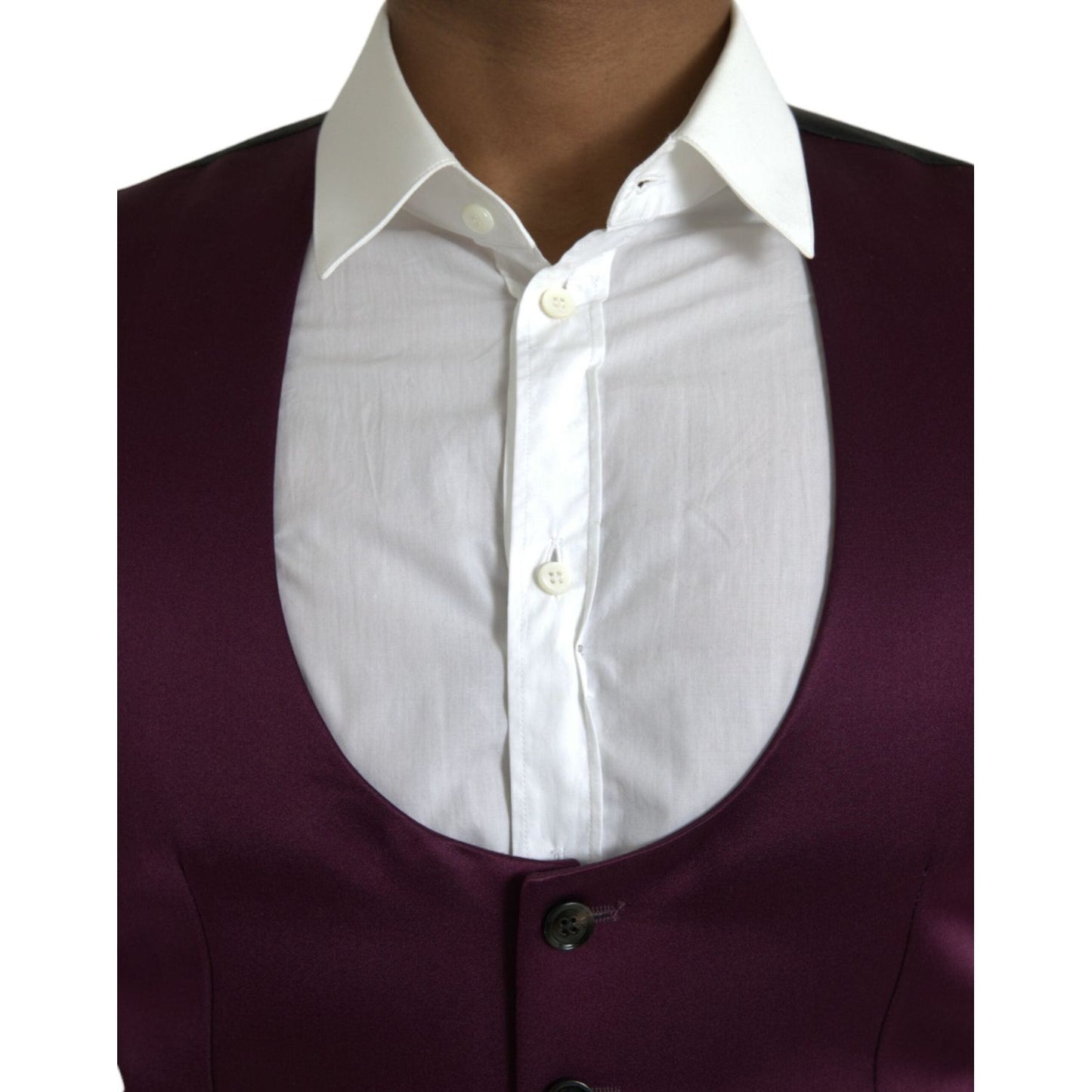 Dolce & Gabbana Maroon Satin Silk Waistcoat Dress Formal Vest Dolce & Gabbana