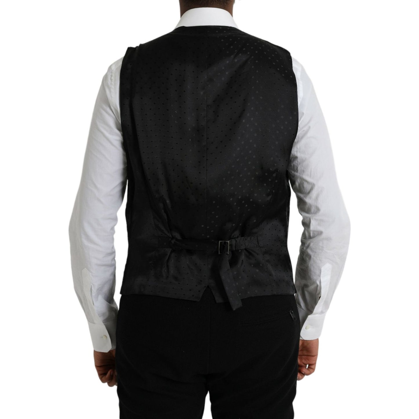 Dolce & Gabbana Black Silk Waistcoat Dress Formal Vest Dolce & Gabbana