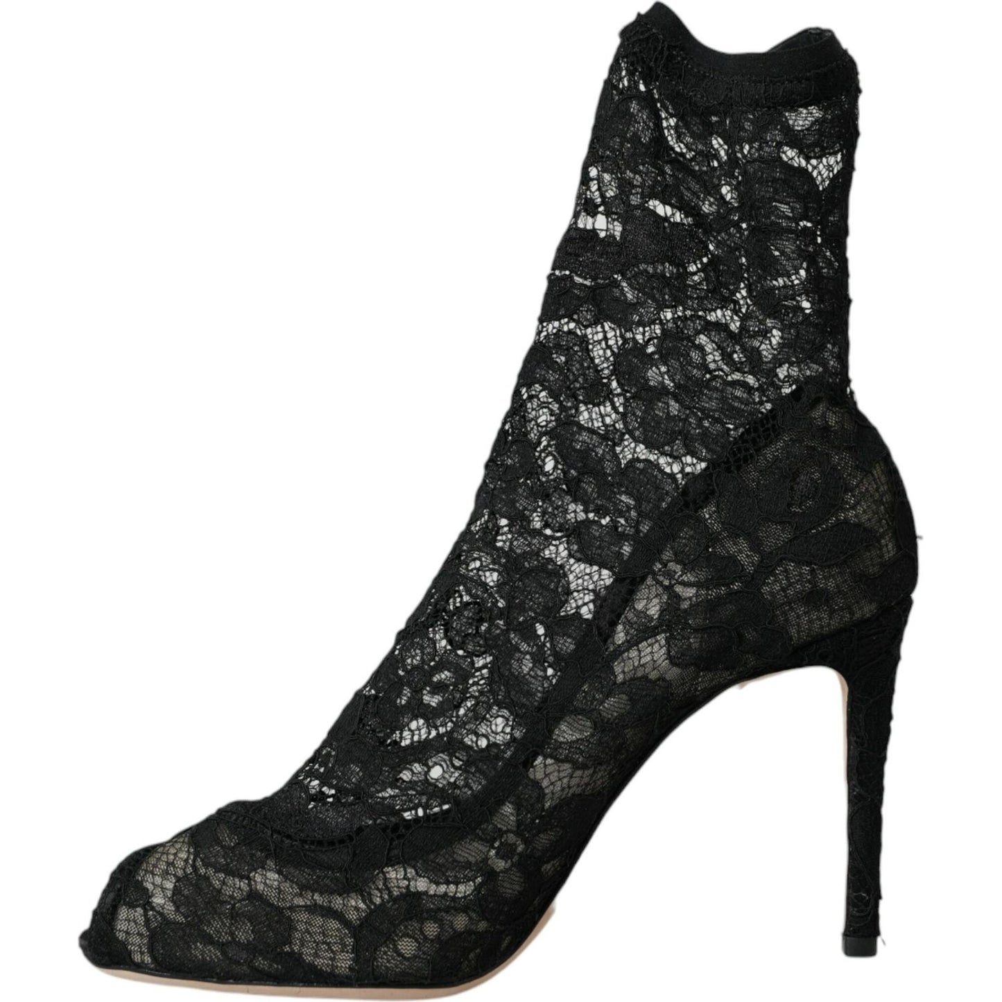 Dolce & Gabbana Black Stretch Taormina Lace Boots Shoes Dolce & Gabbana