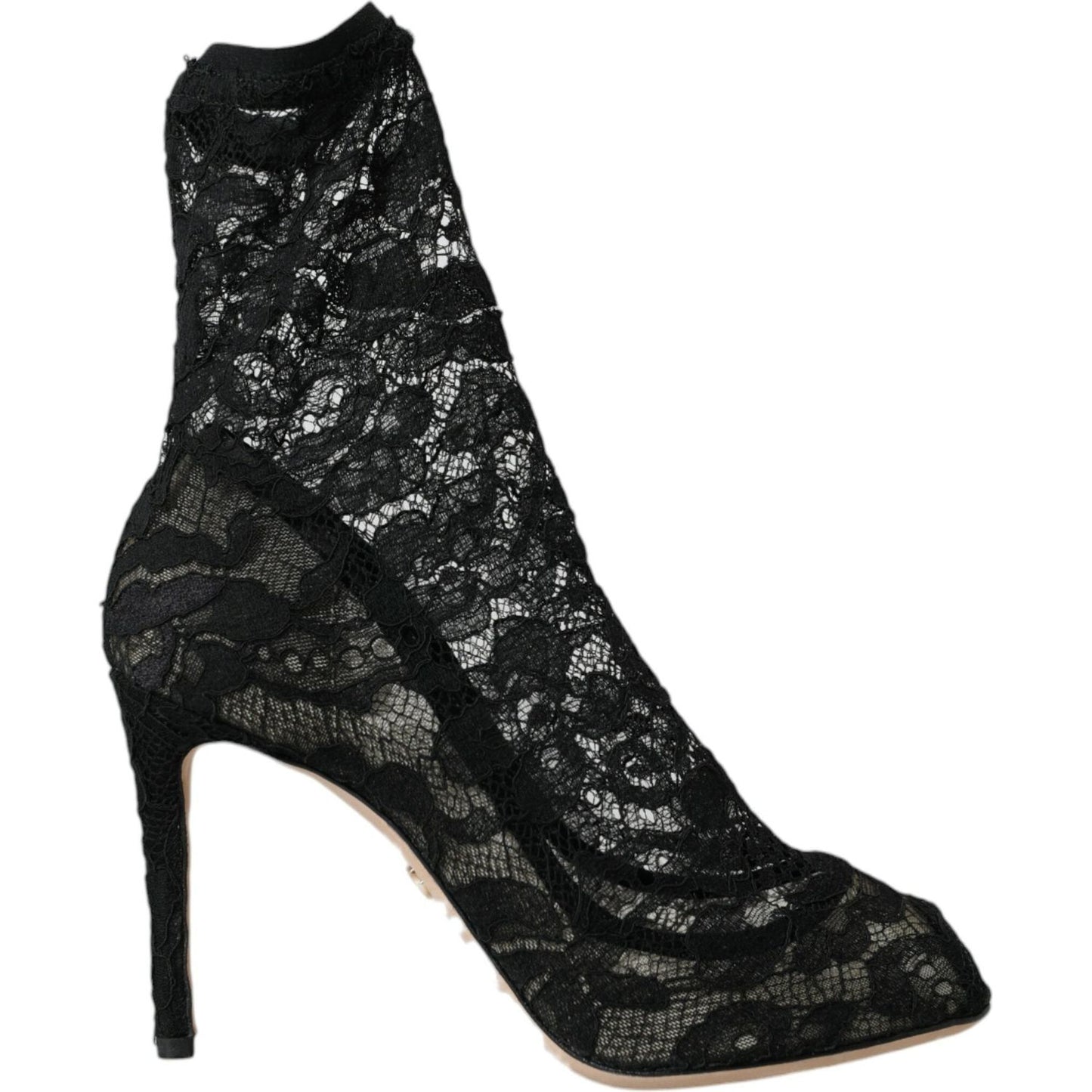 Dolce & Gabbana Black Stretch Taormina Lace Boots Shoes Dolce & Gabbana