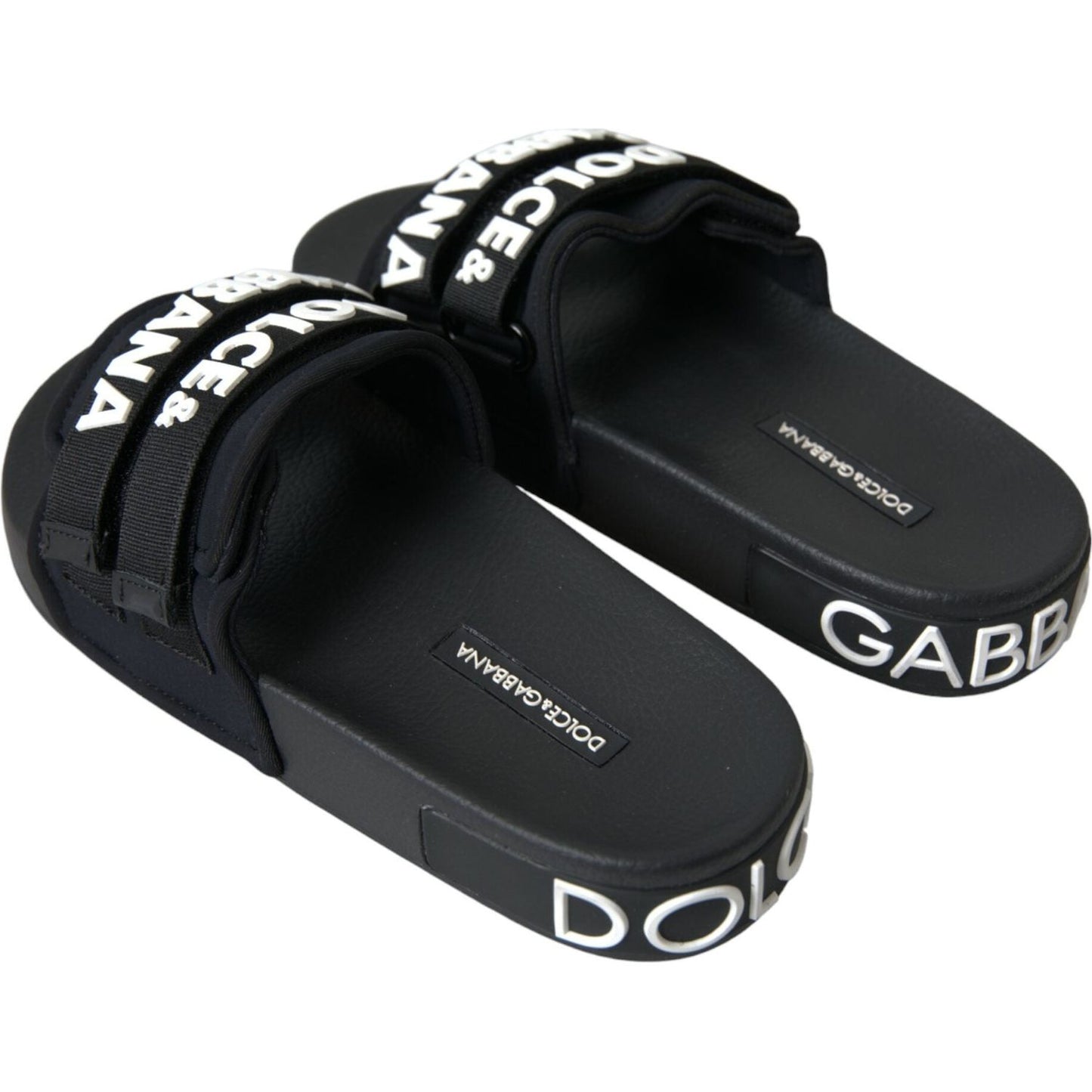 Dolce & Gabbana Black Neoprene Slides Flats Beachwear Shoes Dolce & Gabbana