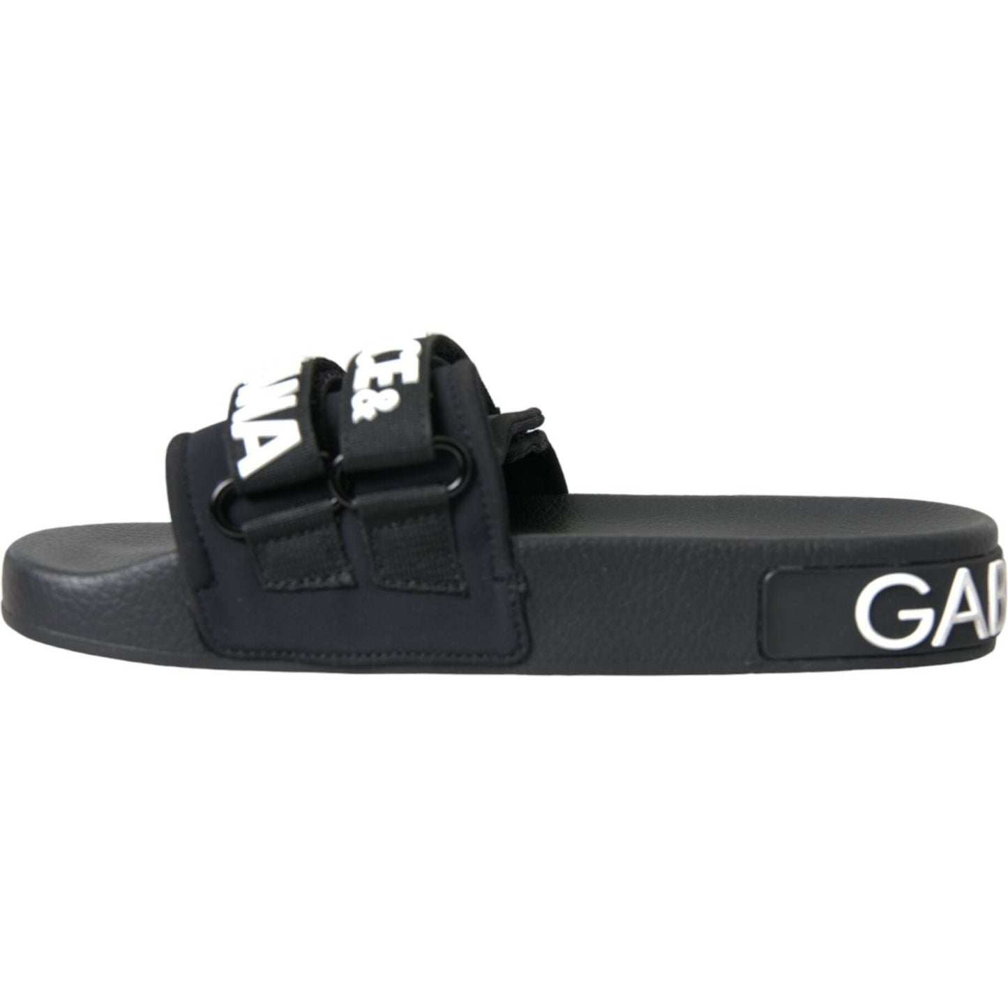 Dolce & Gabbana Black Neoprene Slides Flats Beachwear Shoes Dolce & Gabbana