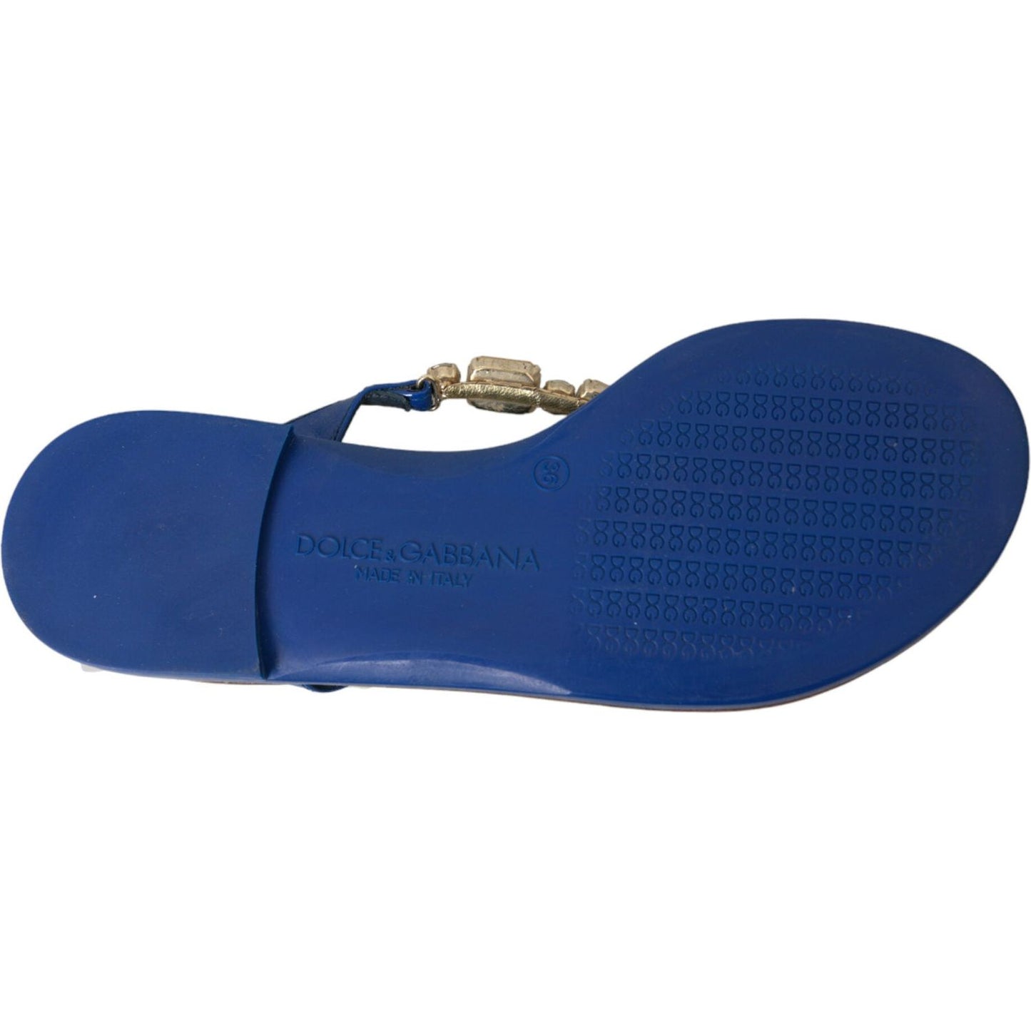 Dolce & Gabbana Blue Crystal Calf Leather Beachwear Shoes Dolce & Gabbana