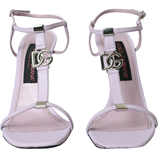 Dolce & Gabbana Purple Leather Logo Ankle Strap Heels Sandals Shoes Dolce & Gabbana