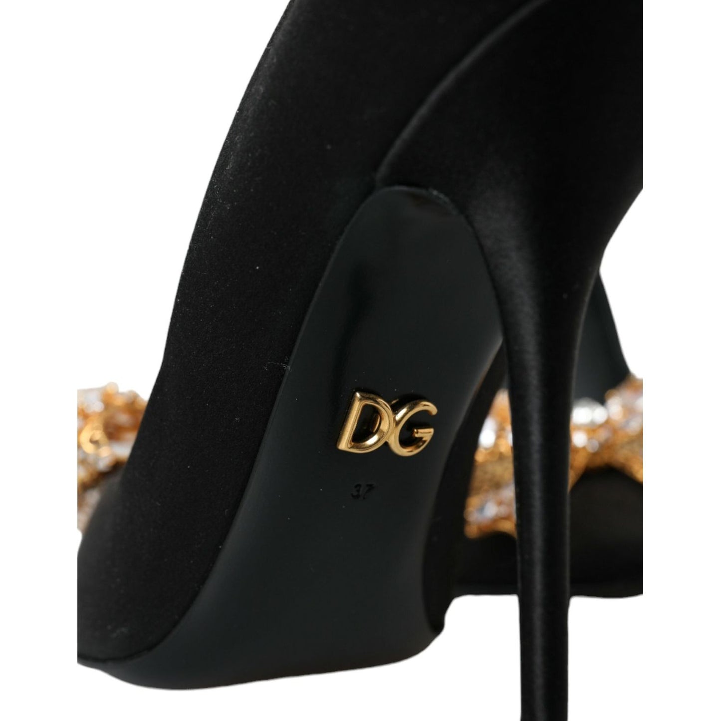 Dolce & Gabbana Black Satin Bow Crystal Heels Pumps Shoes Dolce & Gabbana