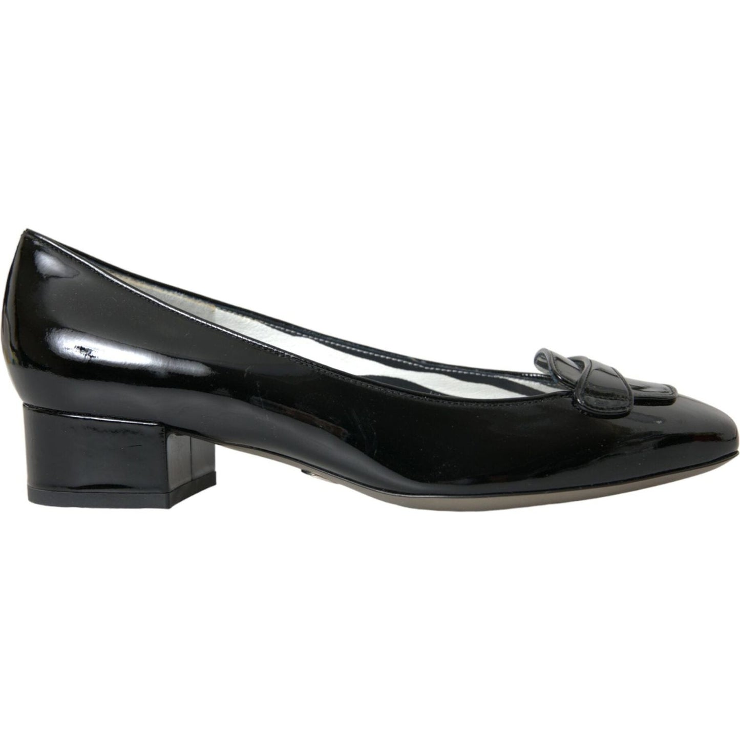 Dolce & Gabbana Black Patent Leather Block Heels Pumps Shoes Dolce & Gabbana