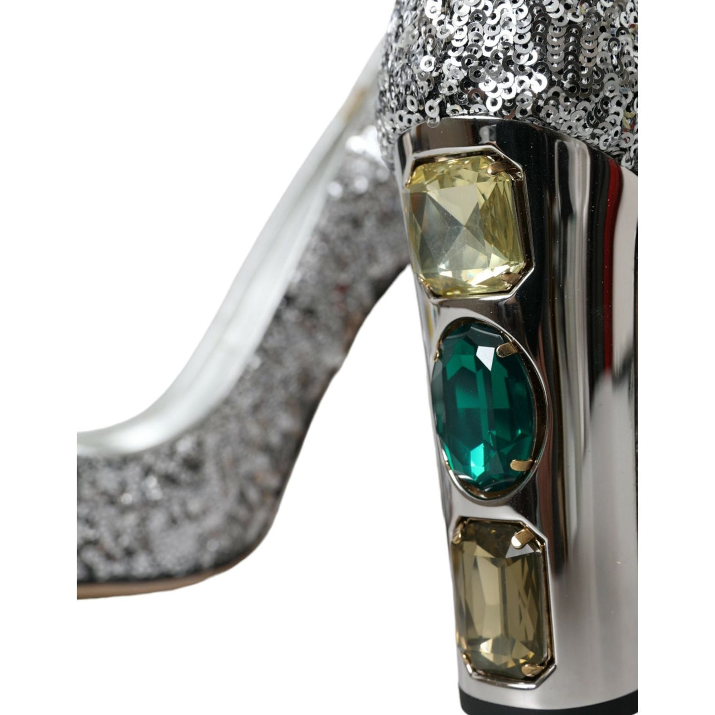 Dolce & Gabbana Silver Sequin Embellished Heels Pumps Shoes Dolce & Gabbana