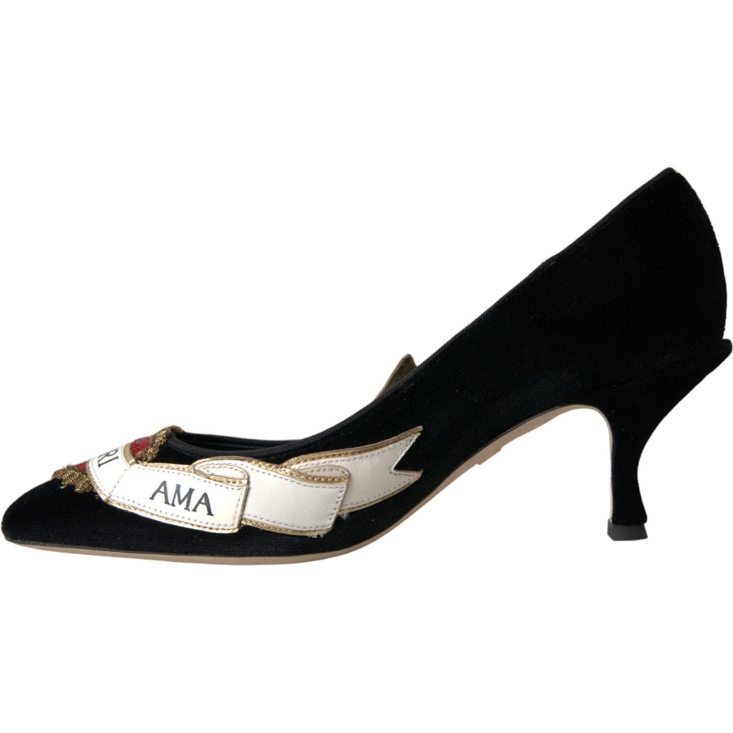 Dolce & Gabbana Black Suede Leather Amari Heels Pumps Shoes Dolce & Gabbana