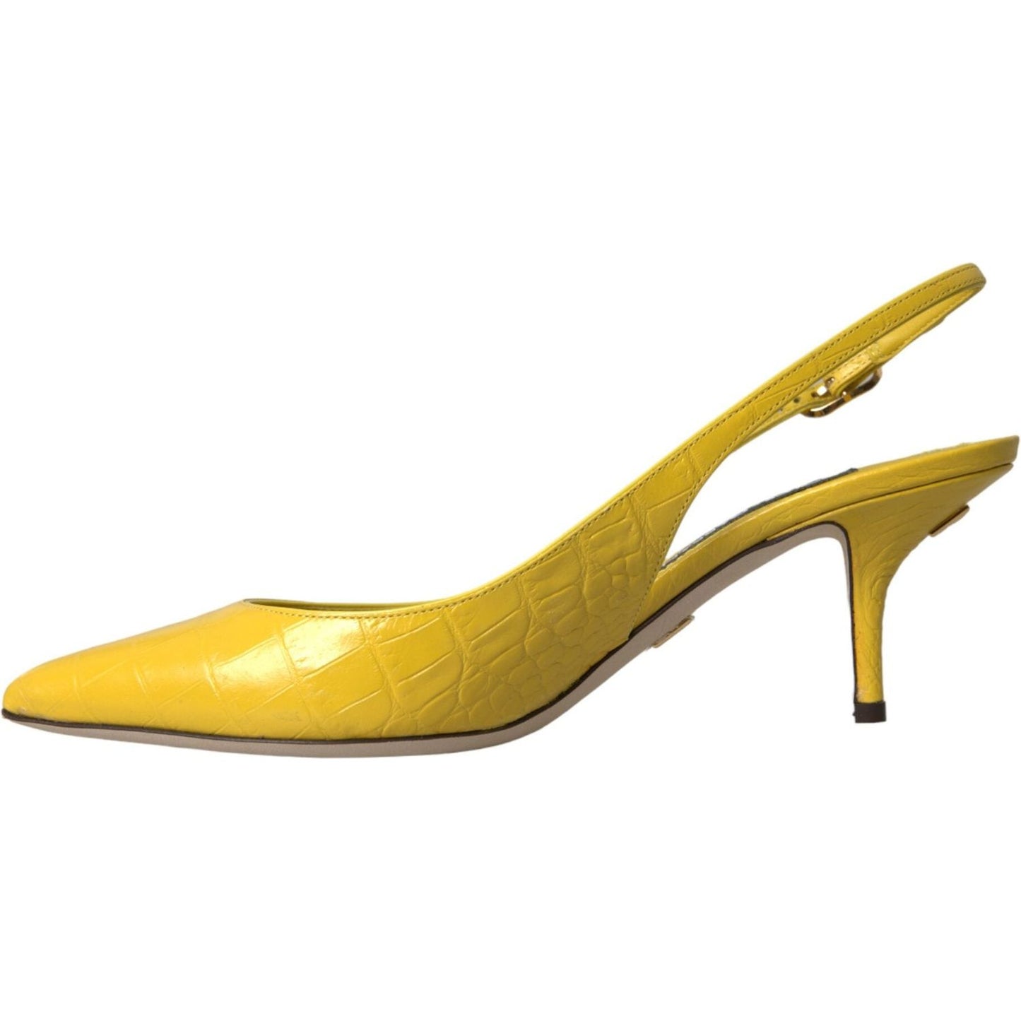 Dolce & Gabbana Yellow Leather Slingbacks Heels Shoes Dolce & Gabbana