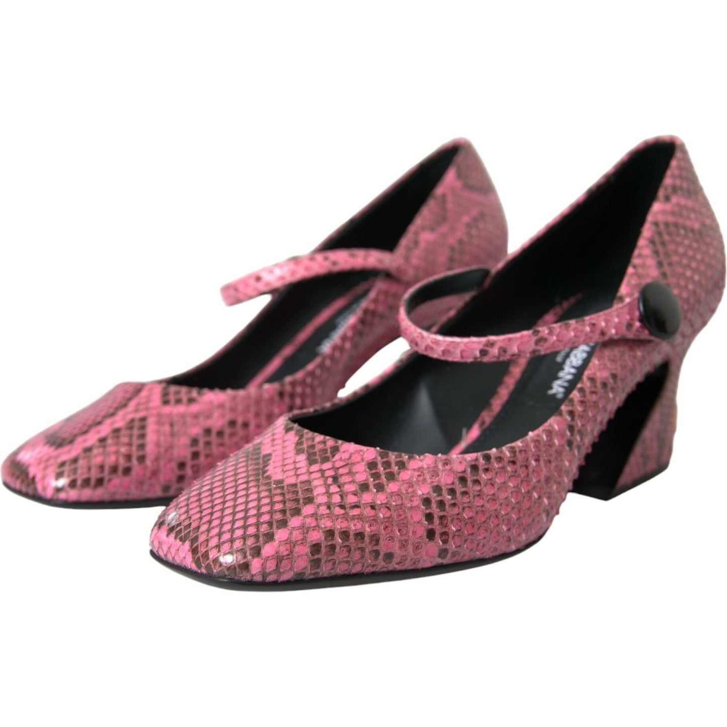 Dolce & Gabbana Pink Python Leather Mary Jane Heels Shoes Dolce & Gabbana