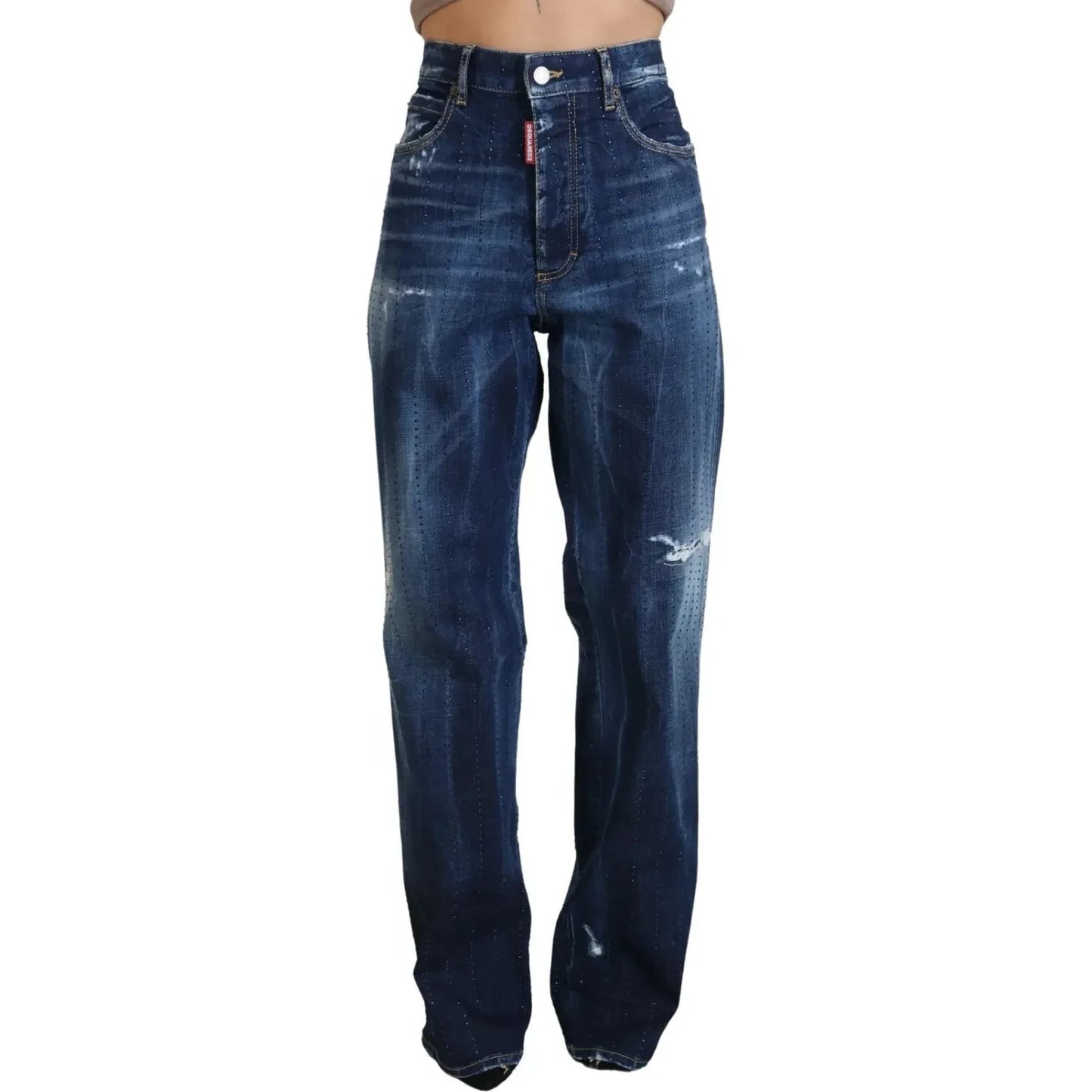 Dsquared² Blue High Waist Straight Denim Jeans San Diego Dsquared²