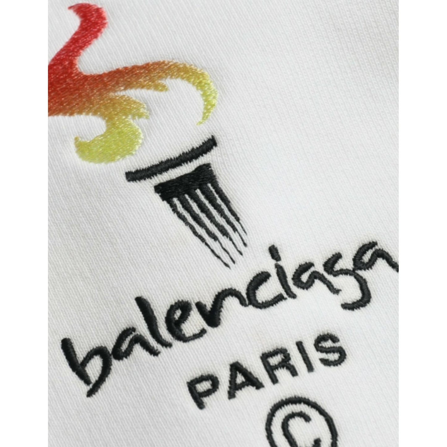 Balenciaga White Cotton Logo Hooded Pullover Sweatshirt Sweater Balenciaga