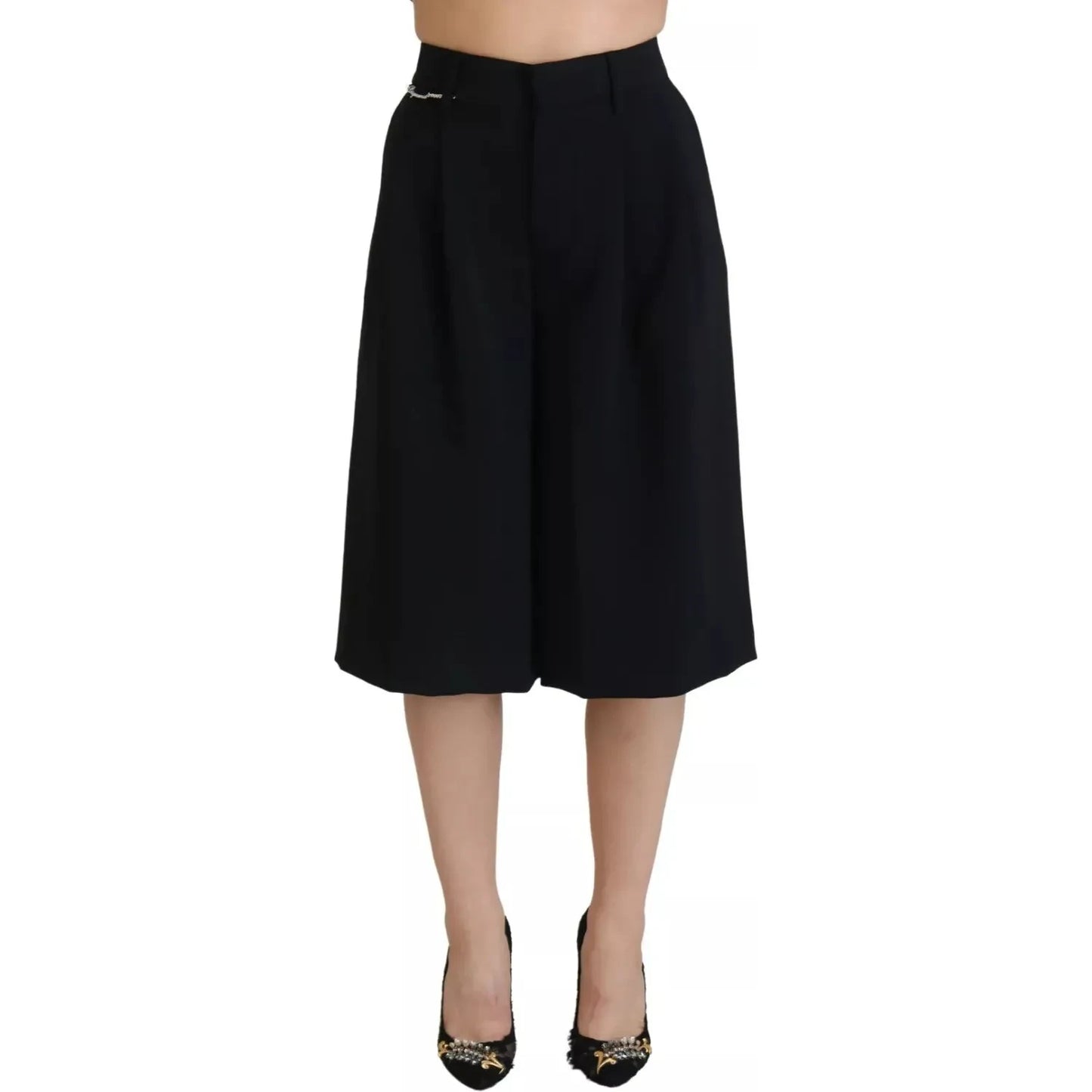 Dsquared² Black High Waist Wide Leg Cropped Trouser Pants Dsquared²