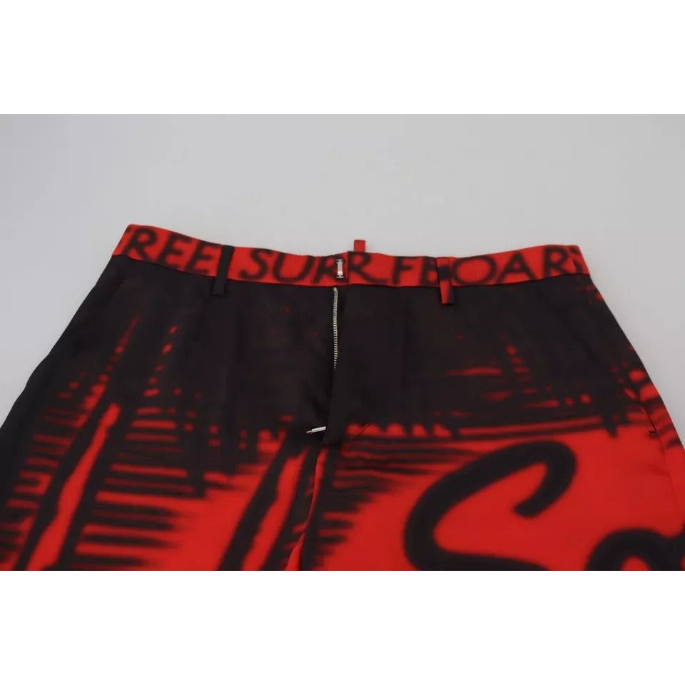 Dsquared² Red Printed High Waist Straight Pants Dsquared²