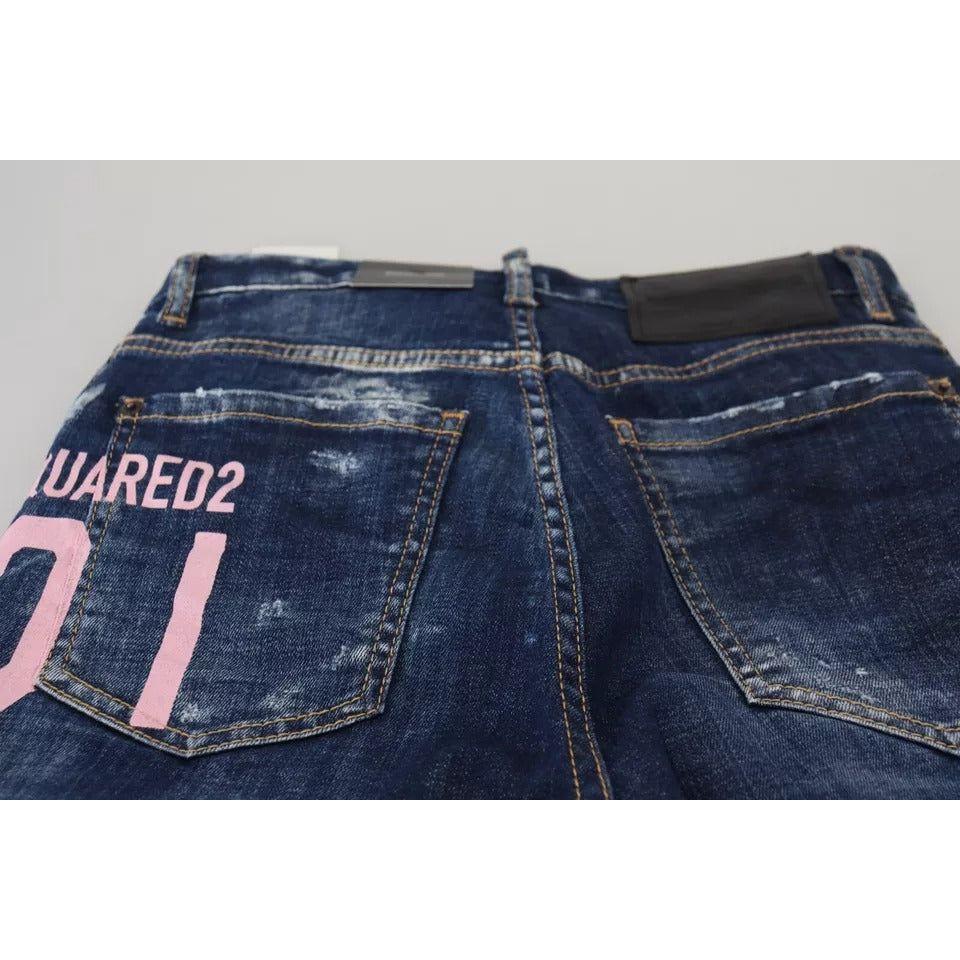 Dsquared² Blue Icon High Waist Straight Denim Boston Jeans Dsquared²