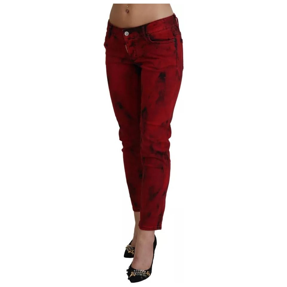 Dsquared² Red Low Waist Cotton Stretch Skinny Pants Dsquared²