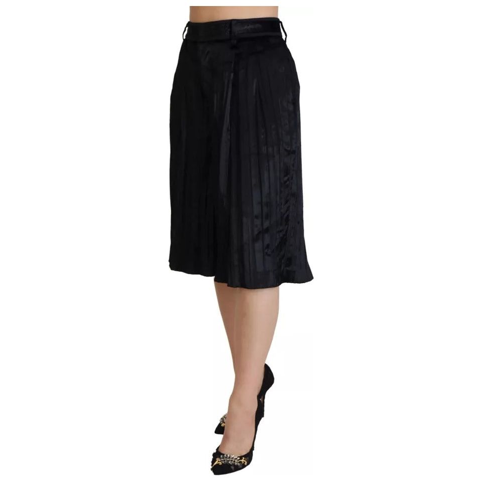 Dsquared² Black Pleated High Waist Wide Leg Cropped Pants Dsquared²