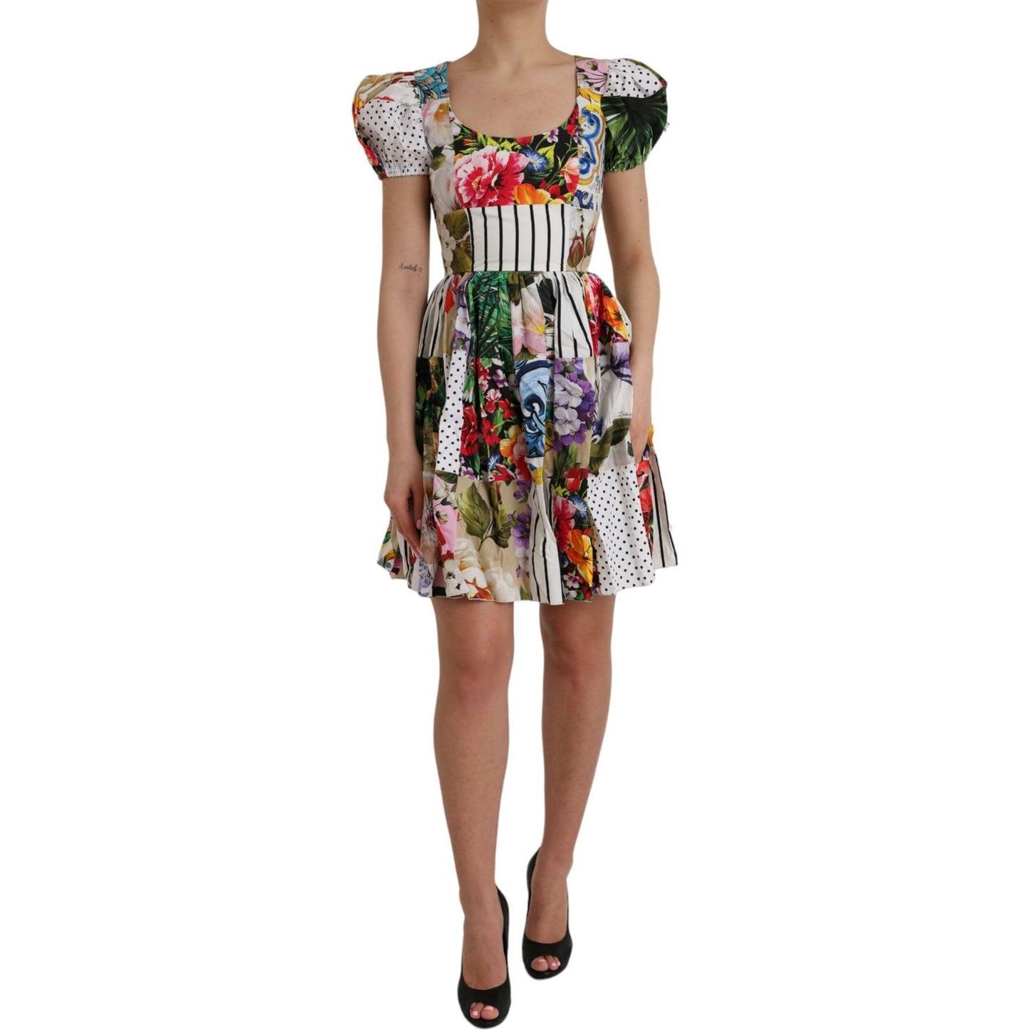 Dolce & Gabbana Multicolor Patchwork Cotton Aline Mini Dress Dolce & Gabbana