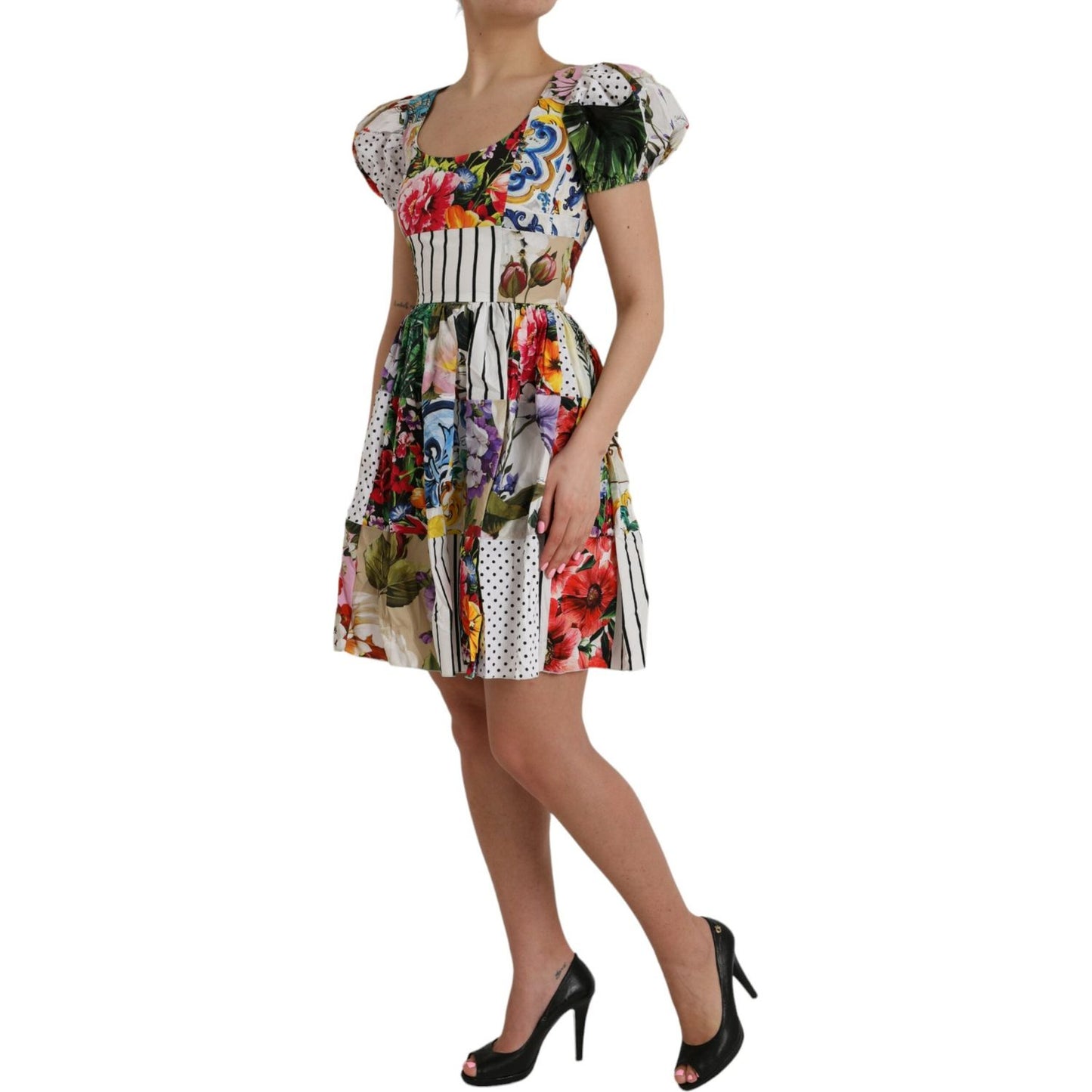 Dolce & Gabbana Multicolor Patchwork Cotton Aline Mini Dress Dolce & Gabbana