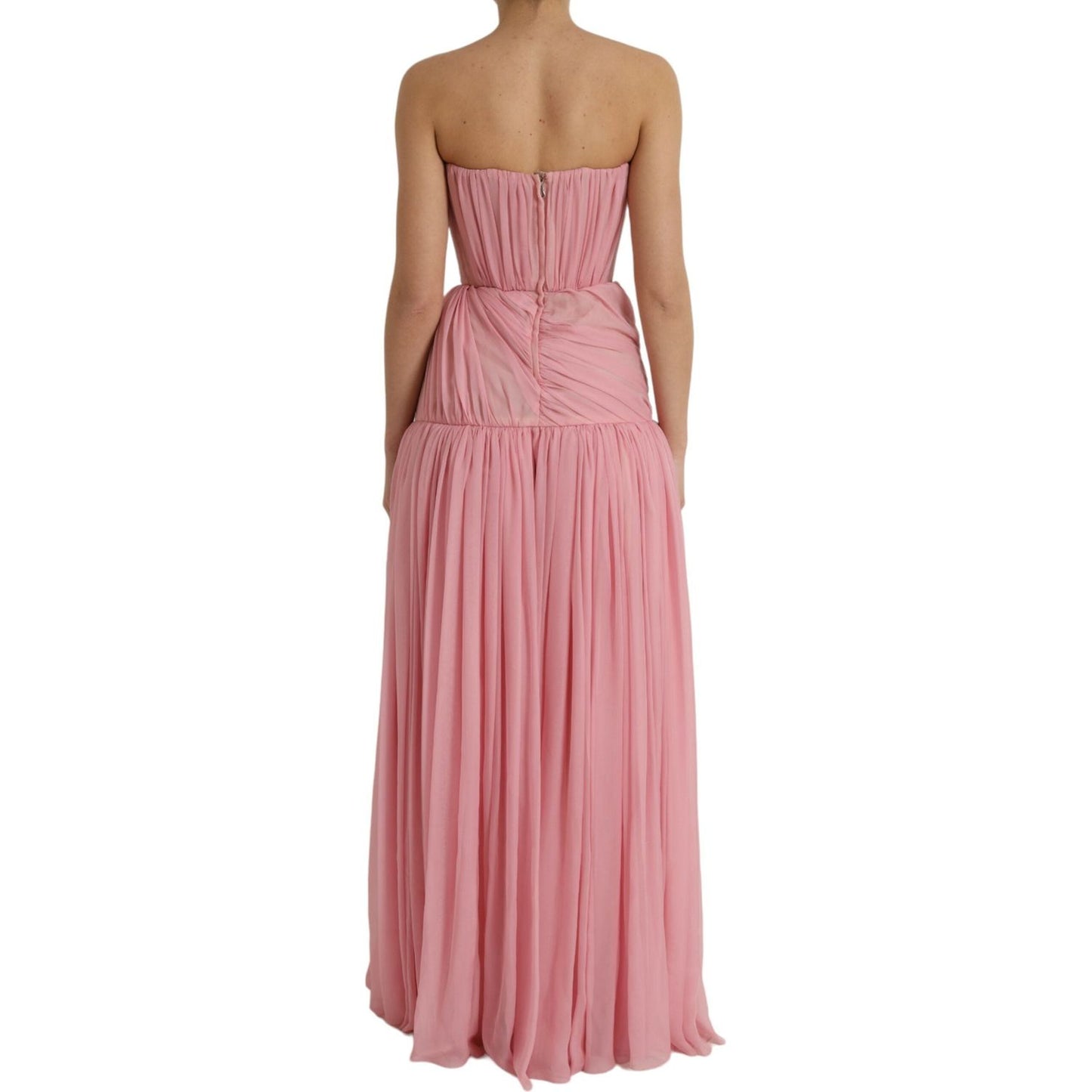 Dolce & Gabbana Pink Silk Strapless Maxi A-line Gown Dress Dolce & Gabbana