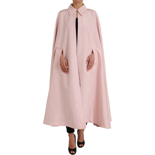 Light Pink Silk Long Maxi Cape Coat Jacket