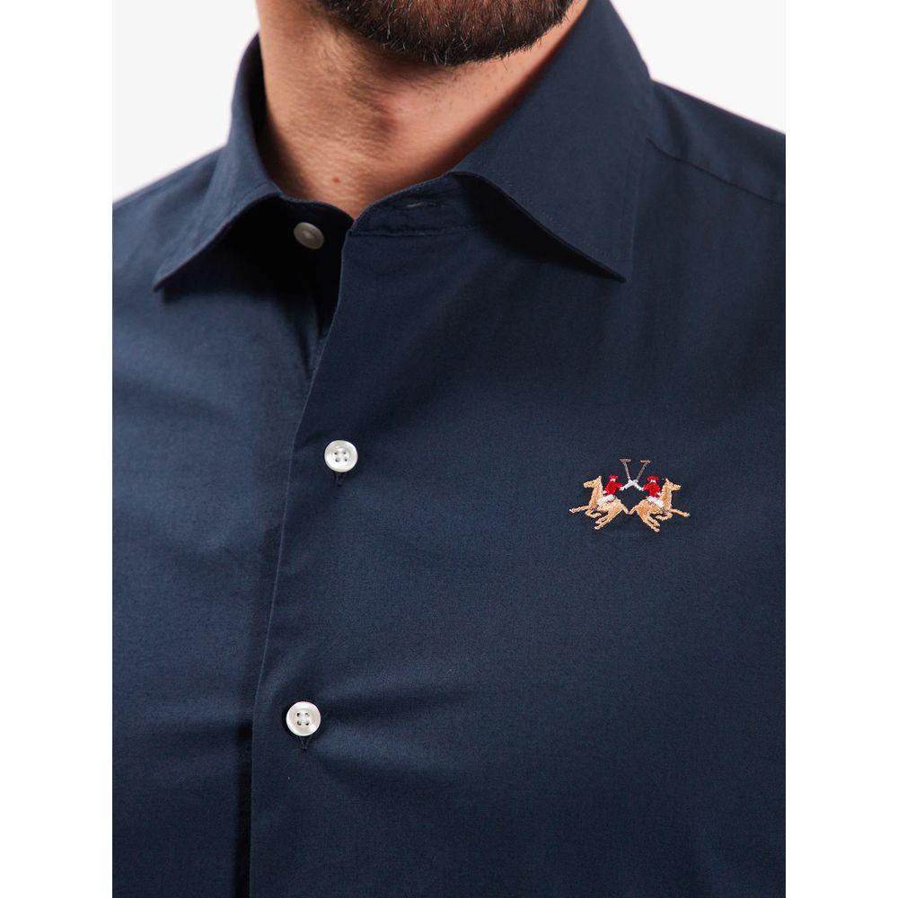 La Martina Blue Cotton Shirt La Martina