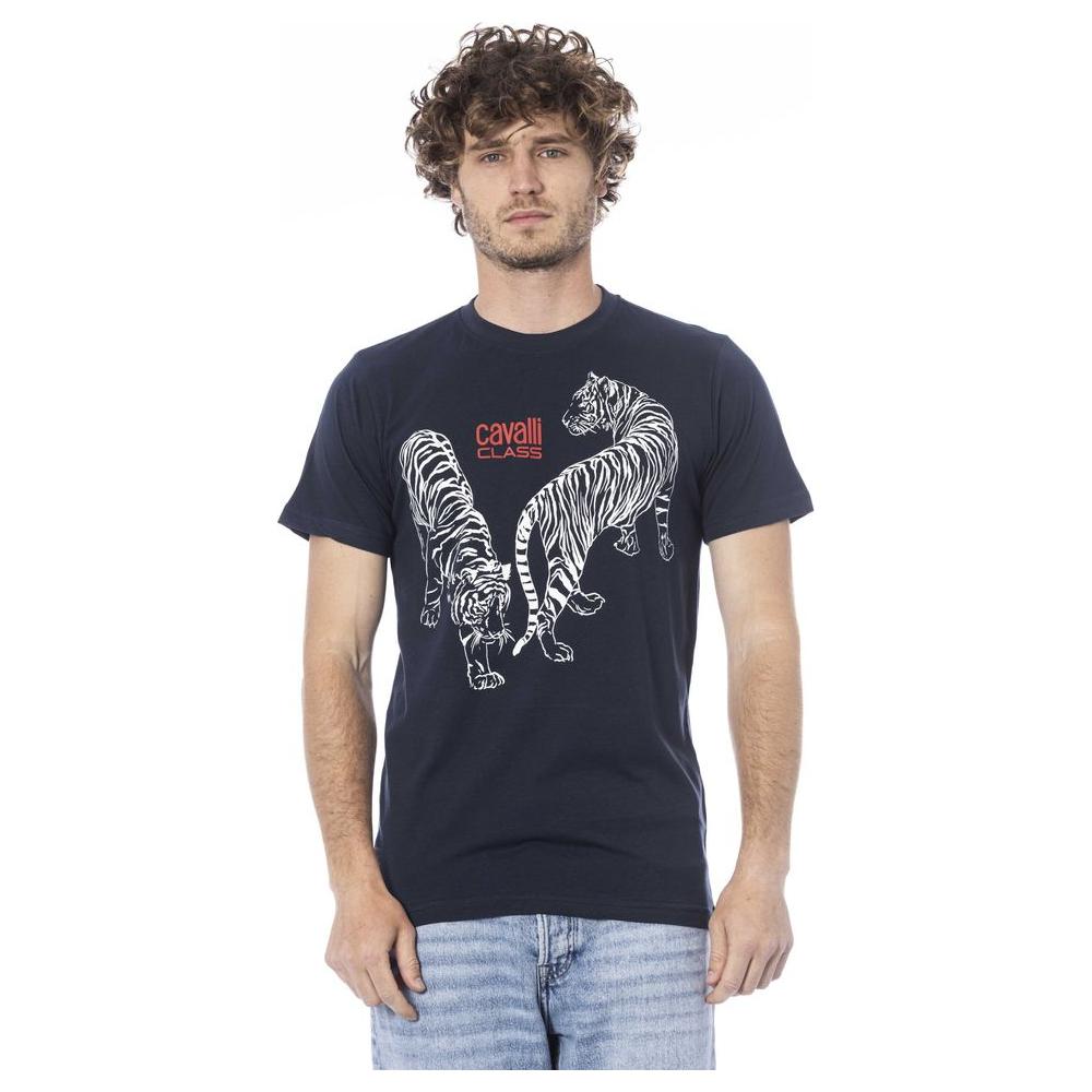 Cavalli Class Blue Cotton Men T-Shirt Cavalli Class