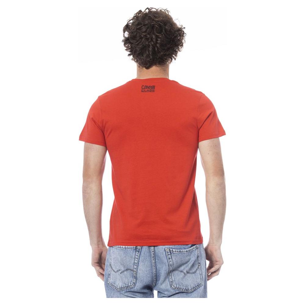 Cavalli Class Red Cotton Men T-Shirt Cavalli Class