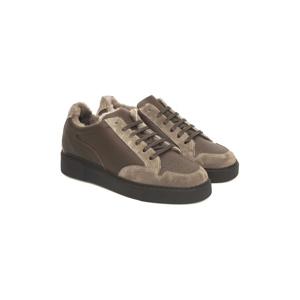 Cerruti 1881 Beige Leather Men Sneaker Cerruti 1881