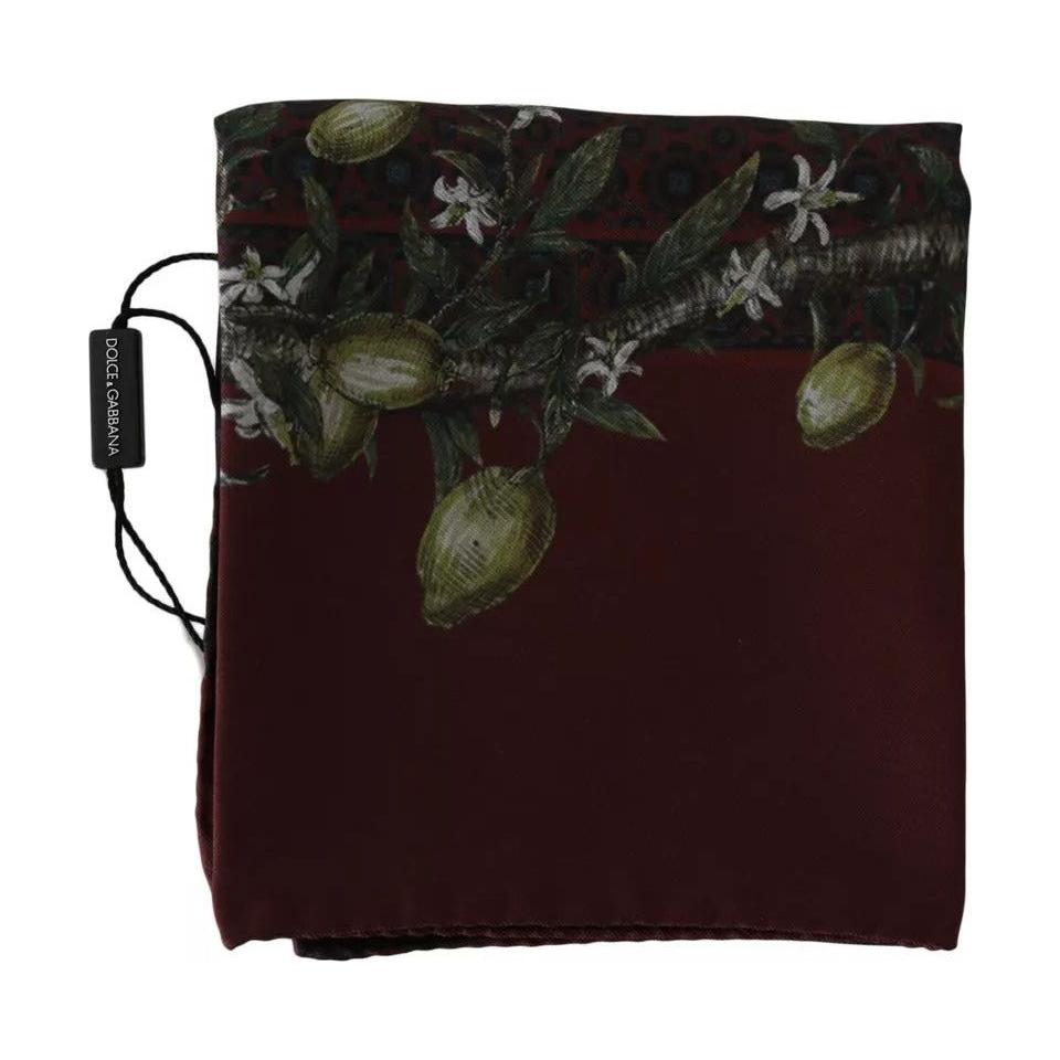 Dolce & Gabbana Bordeaux 100% Silk Floral Wrap Women Scarf Dolce & Gabbana