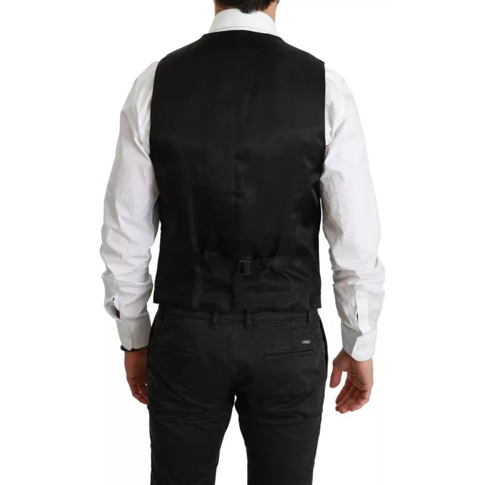 Dolce & Gabbana Black Wool Stretch Waistcoat Formal Dress Vest Dolce & Gabbana