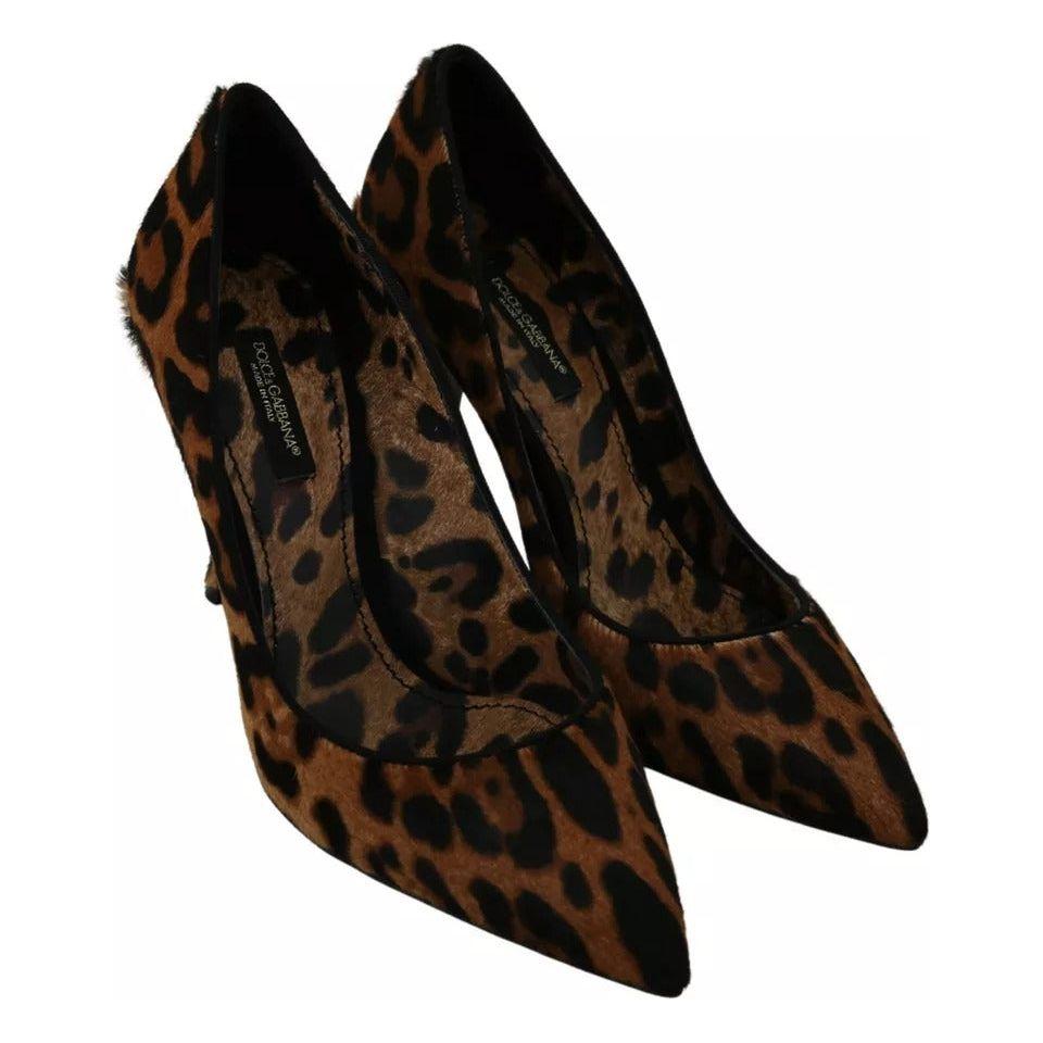 Dolce & Gabbana Brown Leopard Pony Hair Heels Pumps Shoes Dolce & Gabbana