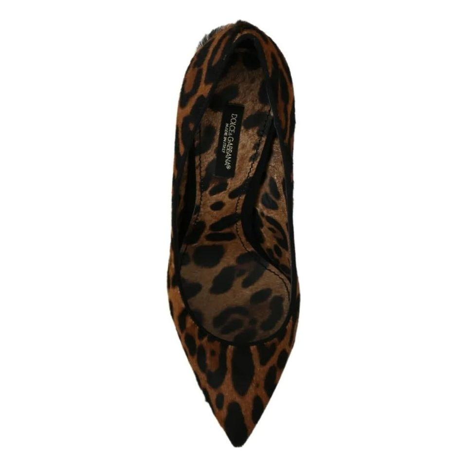 Dolce & Gabbana Brown Leopard Pony Hair Heels Pumps Shoes Dolce & Gabbana