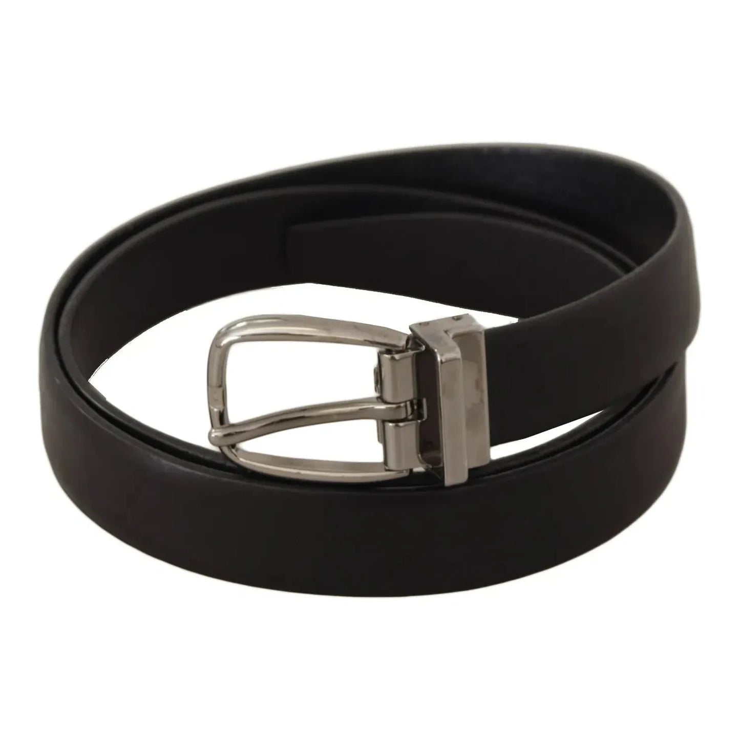 Dolce & Gabbana Black Classic Leather Silver Tone Metal Buckle Belt Dolce & Gabbana