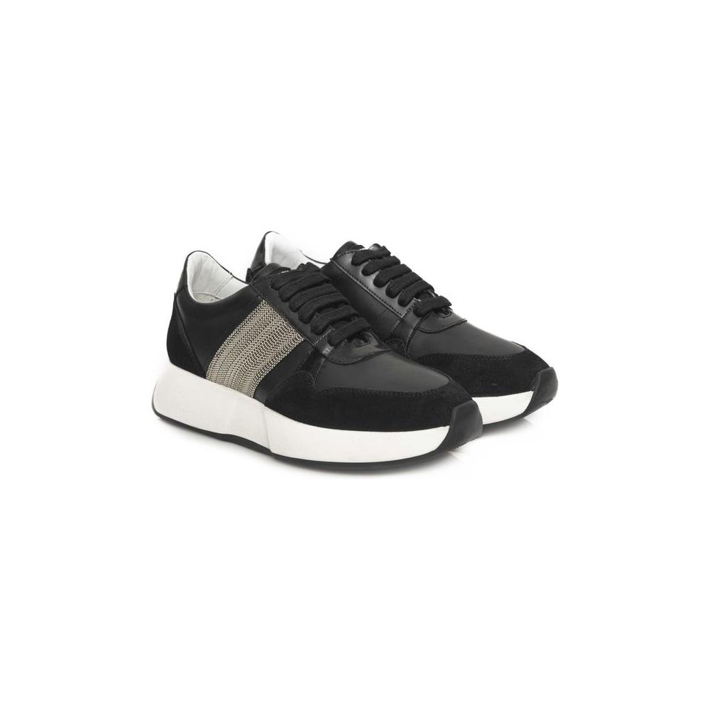 Cerruti 1881 Black Leather Women Sneaker Cerruti 1881