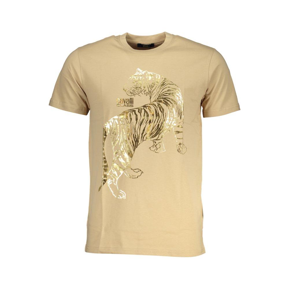 Cavalli Class Beige Cotton T-Shirt Cavalli Class