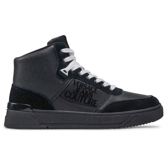 Versace Jeans Black Leather Di Calfskin Sneaker Versace Jeans