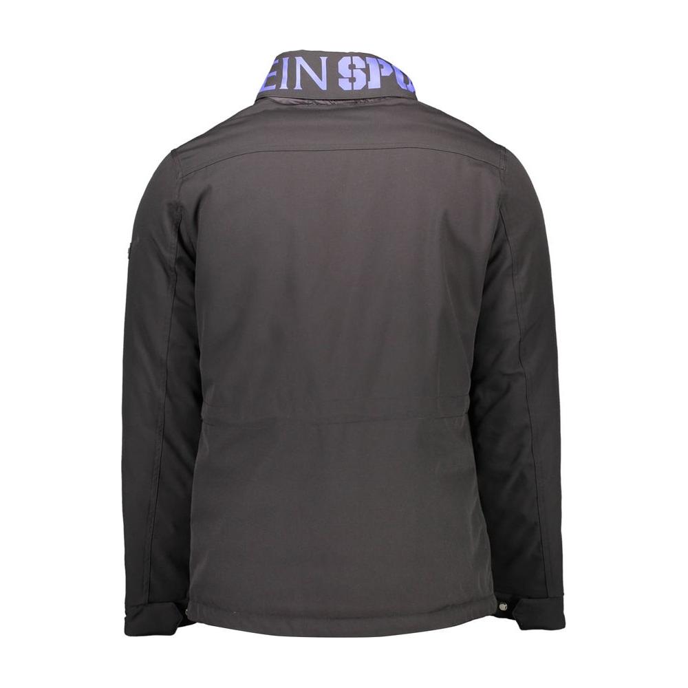 Plein Sport Black Polyester Jacket Plein Sport