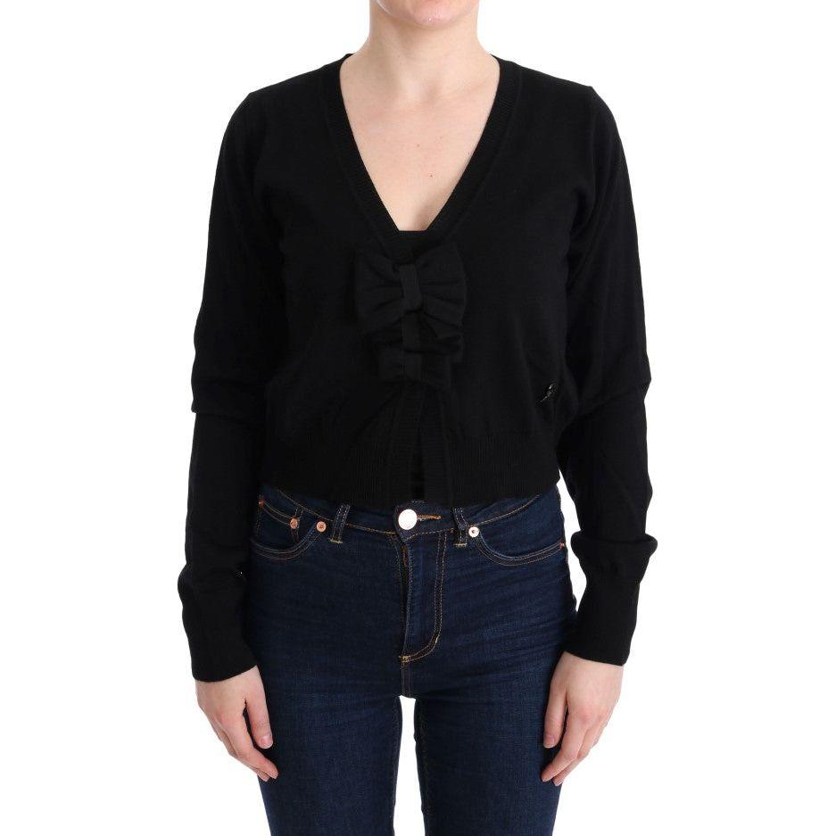 MARGHI LO' Elegant Black Wool Cardigan Sweater MARGHI LO'