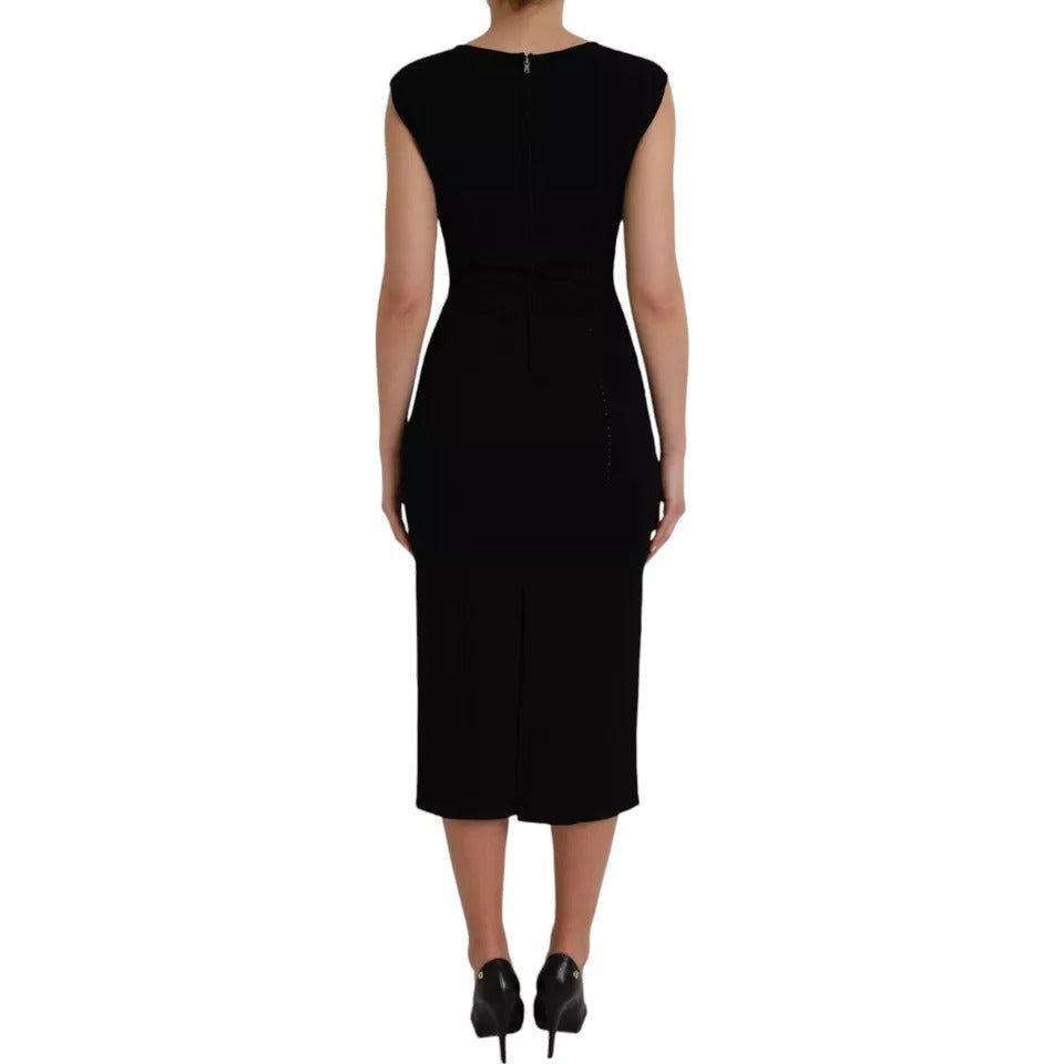 Dolce & Gabbana Black Viscose Sleeveless Bodycon Midi Dress Dolce & Gabbana