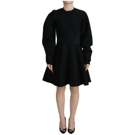 Dolce & Gabbana Cotton Black Long Sleeves A-line Mini Dress Dolce & Gabbana