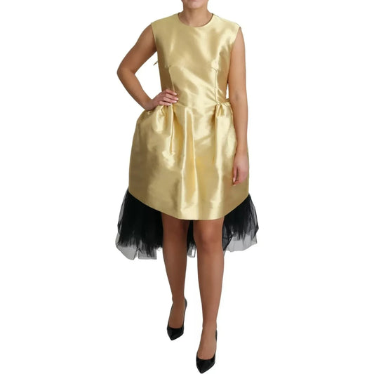 Dolce & Gabbana Polyester Gold Sleeveless A-line Tulle Dress Dolce & Gabbana