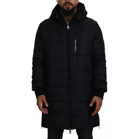 Dolce & Gabbana Black Nylon Hooded Parka Coat Winter Jacket Dolce & Gabbana