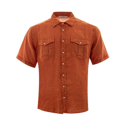 Gran Sasso Elegant Linen Brown Shirt for Men Gran Sasso